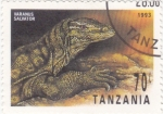 Sellos del Mundo : Europa : Tanzania : reptil Varanus Salvator