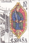 Sellos de Europa - Espaa -  Vidriera- rey Biblico Catedral de León (27)