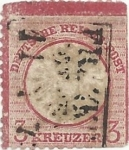 Stamps Germany -  IMPERIO ALEMÁN. ÁGUILA IMPERIAL EN RELIEVE. ESCUDO DE ARMAS GRANDE, VALOR FACIAL 3 Kr. YVERT DR 22