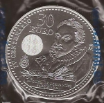 monedas del Mundo : Europa : Espa�a :  30 euros. IV Centenario Miguel de Cervantes. Felipe VI y Letizia. reverso