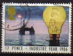 Stamps : Europe : United_Kingdom :  Gran Bretaña 1986 Scott1057 Sello Industria del año Pozo Petrolífero usado Great Britain