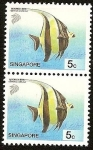 Stamps : Asia : Singapore :  Peces - Moorish Idol