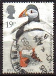 Sellos del Mundo : Europa : Reino_Unido : GRAN BRETAÑA 1989 1185 Sello Pájaros Aves Frailecillo común Usado Great Britain
