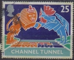 Sellos del Mundo : Europa : Reino_Unido : Gran Bretaña 1995 Scott1513 Sello Tunel Canal de la Mancha Conjunto con Francia usado Great Britain 