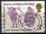 Stamps United Kingdom -  Gran Bretaña 1973 Scott701 Sello Diseño Inigo Jones Vestido de la Corte usado Great Britain