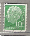 Stamps Germany -  1954 Serie básica. Presidente Dr. Thedore Heuss. 3 C. (1957)