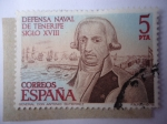 Stamps Spain -  Ed:2536 - General, Don Antonio Gutierrez - Defensa Naval de Tenerife Siglo XVIII.
