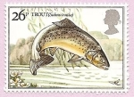 Stamps : Europe : United_Kingdom :  PECES - Trucha marrón