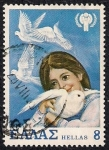 Stamps Greece -  Chica y palomas