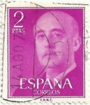 Stamps : Europe : Spain :  (256) SERIE BÁSICA FRANCO. VALOR FACIAL 2 Pts COLOR PÚRPURA. EDIFIL 1158