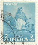 Sellos de Asia - India -  PLAN QUINQUENAL 1951-56. HILANDERIA. YVERT IN 58