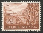 Stamps : Asia : Indonesia :  Caña de azucar-via del tren
