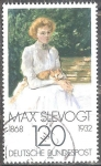 Stamps Germany -  Pinturas contemporáneas.Señora con el gato por Max Slevogt,pintor y artista gráfico alemán.