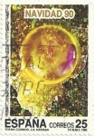 Stamps Spain -  NAVIDAD 1990. POEMA CÓSMICO, DE J.A.SISTIAGA. VALOR FACIAL 25 Pts. EDIFIL 3084