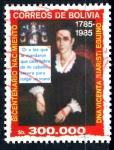 Stamps : America : Bolivia :  BOLIVIA_SCOTT 718.02 BICENT. Dª VICENTA JUARISTI, HEROINA INDEPENDENCIA. $0.50