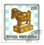 Sellos de Asia - Mongolia -  Piezas de ajedrez en madera (peon).