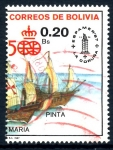 Stamps Bolivia -  BOLIVIA_SCOTT 749 EXPAMER 87 CORUÑA, CARABELA PINTA. $0.25
