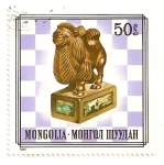 Stamps Mongolia -  Piezas de ajedrez en madera (alfil).