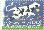 Stamps Netherlands -  DIEZ POR EUROPA. VACA CON SILUETA PAISES U.E. YVERT NL 1495