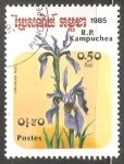 Stamps Cambodia -  Iris delavayi