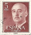 Stamps Spain -  SERIE BÁSICA FRANCO. VALOR FACIAL 5 Pts. EDIFIL 1160