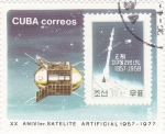 Sellos de America - Cuba -  AERONAUTICA-XX ANIV.1er SATELITE ARTIFICIAL