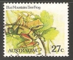 Stamps Australia -  Blue mountains tree frog-rana de árbol 