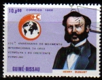 Stamps : Africa : Guinea_Bissau :  GUINEA BISSAU 1988 Michel 955 Sello Fundadores Cruz Roja Nobel PAZ HENRY DUNANT Usado GUINE BISSAU