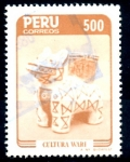 Stamps Peru -  PERU_SCOTT 846 CULTURA WARI, CERAMICA VASO GATO. $0,30