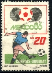 Stamps Uruguay -  URUGUAY_SCOTT 1213 COPA MUNDIAL DE FUTBOL MEXICO 86. $0,30