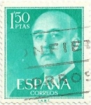 Stamps : Europe : Spain :  (289) SERIE BÁSICA FRANCO. VALOR FACIAL 1.50 Pts. EDIFIL 1155