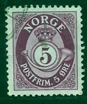 Stamps : Europe : Norway :  Corona y cuerno postal
