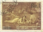Stamps India -  ESCENA DE SAKUNTALA. SELLO DE 1960 SOBRECARGADO. YVERT IN 157