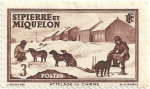Stamps America - San Pierre & Miquelon -  PERROS DE TRINEO, VALOR FACIAL 3 cts. YVERT PM 168