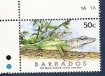 Stamps Barbados -  REPTILES - Extreme Anole - Anolis extremus