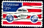 Stamps United States -  USA_SCOTT C90.01 AVION, GLOBOS Y BANDERA. $0,2