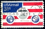 Stamps United States -  USA_SCOTT C90.03 AVION, GLOBOS Y BANDERA. $0,2