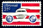 Stamps United States -  USA_SCOTT C90.05 AVION, GLOBOS Y BANDERA. $0,2