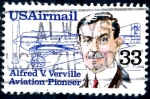 Stamps United States -  USA_SCOTT C113 ALFRED V. VERVILLE Y DIBUJO AVION. $0,2