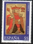 Stamps : Europe : Spain :  3319-  Museo de Naipes. Rey de copas ,baraja española de 1750.