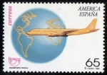 Stamps : Europe : Spain :  3321 - America- UPAEP. Avión DC-8.
