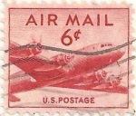 Stamps : America : United_States :  AVIÓN DC-4 SKYMASTER. VALOR FACIAL 6 centavos. YVERT US PA35