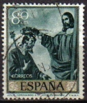 Stamps Spain -  ESPAÑA 1962 1421 Sello Pintor Francisco de Zurbaran Jesús Coronando a San Jose Usado