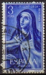 Stamps Spain -  ESPAÑA 1962 1430 Sello IV Cent. Reforma Teresiana Sta. Teresa Retrato de Velazquez Usado