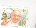 Stamps Brazil -  visita papa Francisco a Brasil