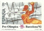 Stamps : Europe : Spain :  BARCELONA´92. IIa SERIE PRE-OLÍMPICA. Nº 5, BALONMANO. EDIFIL 2994