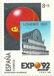 Stamps : Europe : Spain :  EXPO SEVILLA´92. EXPOSICIONES UNIVERSALES. CRYSTAL PALACE, LONDRES 1851. EDIFIL 2990