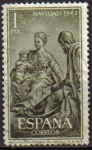 Stamps Spain -  ESPAÑA 1962 1478 Sello Navidad Nacimiento Pedro de Mena Usado