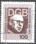 Sellos de Europa - Alemania -  Cent de Willi Richter (Presidente de la Confederación de Sindicatos Alemanes).