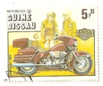 Sellos de Africa - Guinea Bissau -  Cent. de la motocicleta. (Harley Davidson)